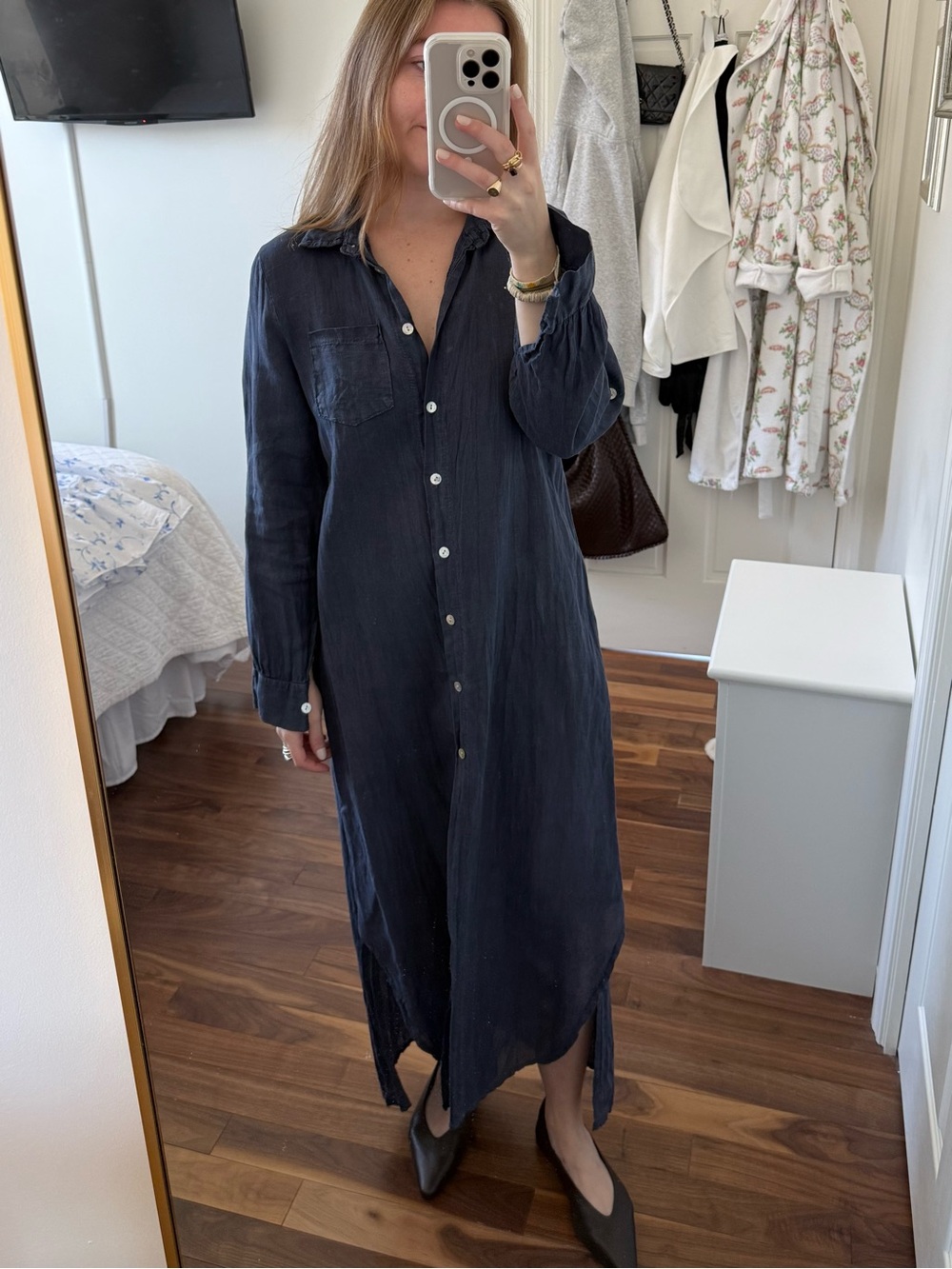 100% linen Italian made long sleeve dress